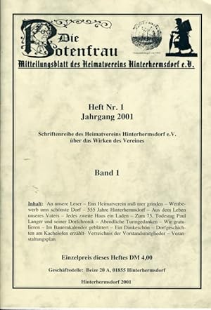 Die Botenfrau. Mitteilungsblatt des Heimatvereins Hinterhermsdorf e.V. über das Wirken des Verein...