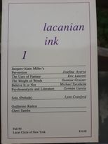 Bild des Verkufers fr Lacanian Ink 1, Fall 1990. zum Verkauf von Hill End Books