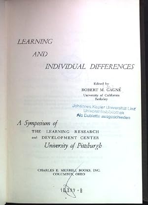 Seller image for Learning and Individual Differences. for sale by books4less (Versandantiquariat Petra Gros GmbH & Co. KG)