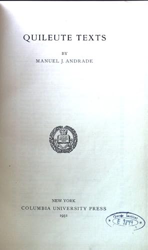 Quileute Texts; Columbia Unviersity Contributions to Anthropology; Volume 12;