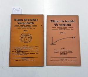 Image du vendeur pour Bltter fr deutsche Vorgeschichte . Zeitschrift der Fachgruppe fr vorgeschichte im Westpreuischen Geschichtsverein und des Staatlichen Museums fr Naturkunde und Vorgeschichte in Danzig Heft 7, 1930 & Heft 11, 1937 mis en vente par Versand-Antiquariat Konrad von Agris e.K.