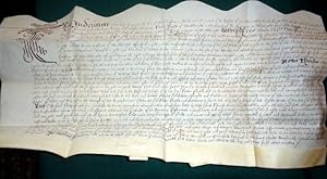 A 17th Century Indenture on Vellum for the transfer of 20 acres of land upon Marriage between Kat...