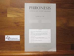 Immagine del venditore per Phronesis A Journal for Ancient Philosophy Vol XXXIV No 1 - 1989 venduto da Antiquariat im Kaiserviertel | Wimbauer Buchversand