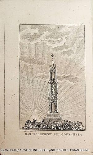 Nordrhein-Westfalen- Hochkreuz, Bad Godesberg, (Wegekreuz in Bonn), antike Grafik 1834