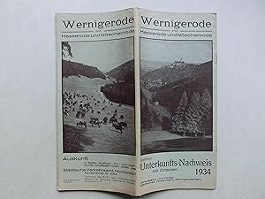 WERNIGERODE mit Hasserode und Nöschenrode. Amtlicher Unterkunfts-Nachweis mit Ortsplan 1934