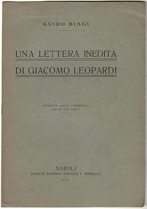 Una lettera inedita di Giacomo Leopardi.