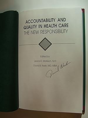 Bild des Verkufers fr Accountability and Quality in Health Care : The New Responsibility zum Verkauf von About Books