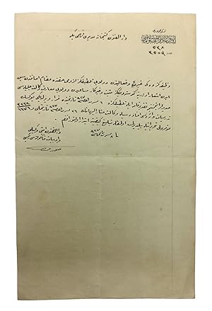 Seller image for Autograph letter / document signed 'Mehmed Fuad' to the director of library of Darlfnn [i.e. Istanbul University] Fehmi Edhem Karatay, (1888-1968). for sale by Khalkedon Rare Books, IOBA