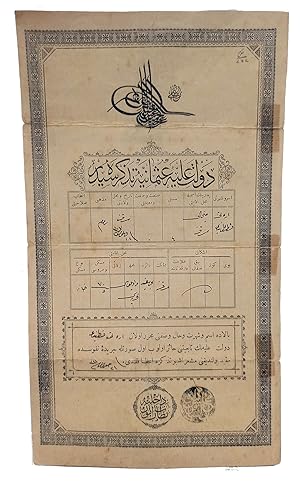 [GREEK MINORITY] "Devlet-i Aliyye Nüfus Tezkîresi" Early Ottoman birth certificate of Ayasuluglu ...