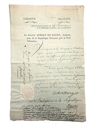 Bild des Verkufers fr Autograph document signed 'Aubert du Bayet', with six other co-signatures by politic figures. zum Verkauf von Khalkedon Rare Books, IOBA