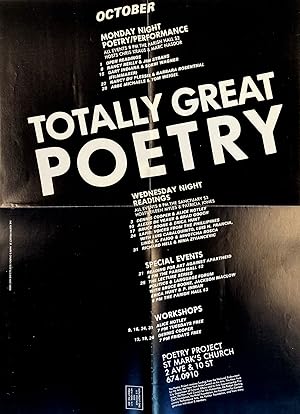 Seller image for The Poetry Project at St. Mark's Church Poetry Reading Poster Flyer, Oct for sale by Granary Books