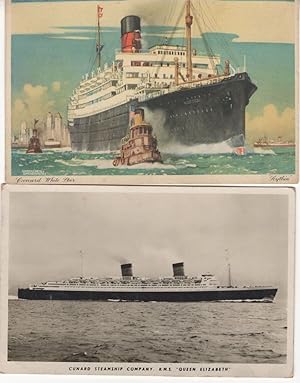 RMS Loythia Antique Ship Cunard Line Queen Elizabeth 2x Postcard s
