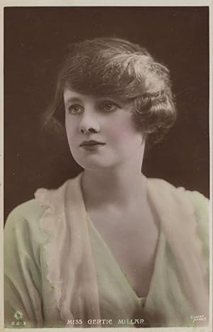Miss Gertie Miller Actress Hand Painted Real Photo Postcard