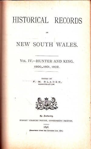 Bild des Verkufers fr Historical Records of New South Wales, Vol. IV (4): Hunter and King 1800, 1801, 1802 zum Verkauf von Goulds Book Arcade, Sydney