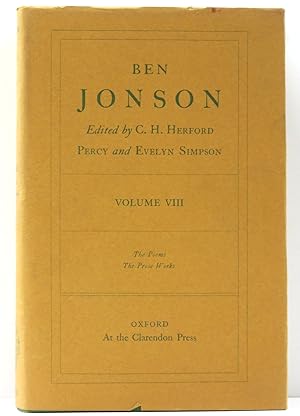 Bild des Verkufers fr Ben Jonson. Volume VIII. The Poems. The Prose Works. zum Verkauf von Ogawa Tosho,Ltd. ABAJ, ILAB