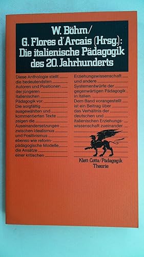Seller image for Italienische Pdagogik des 20, Jahrhunderts. (= Konzepte der Humanwissenschaften), for sale by Antiquariat Maiwald