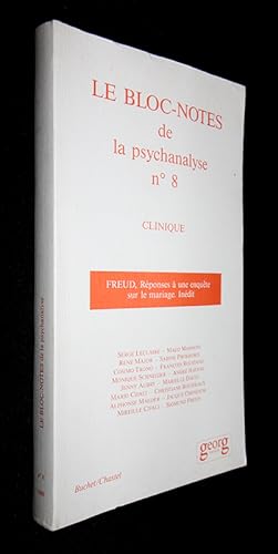 Bild des Verkufers fr Le Bloc-notes de la psychanalyse n8 : Clinique. Freud, Rponses  une enqute sur le mariage. Indit (1988) zum Verkauf von Abraxas-libris