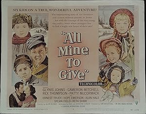 Seller image for All Mine to Give Lobby Title Card 1957 Glynis Johns, Cameron Mitchell, for sale by AcornBooksNH