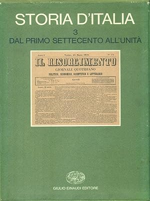 Bild des Verkufers fr Storia d'Italia vol.3 Dal primo Settecento all'unita' zum Verkauf von Librodifaccia