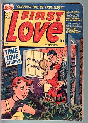 FIRST LOVE #17-1952-Romance TRIANGLE COVER ART-BOB POWELL STORY-G/VG-SPICY G/VG