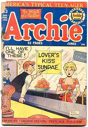 ARCHIE COMICS #42 1950-SODA SHOP COVER-BOB MONTANA-low grade copy P/FR