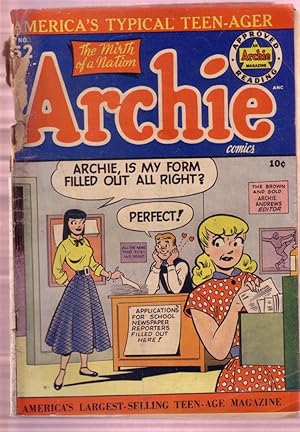 ARCHIE COMICS #52 1951-BETTY & VERONICA-JUGHEAD-HUMOR P/FR