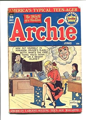 ARCHIE 38-1949-CLASSROOM COVER-READING ROBINSON CRUSOE G/VG