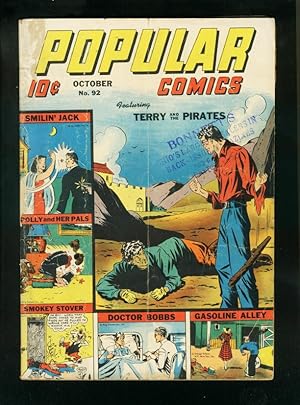 POPULAR COMICS #92 1943-SMILIN JACK-MILTON CANIFF-TERRY & PIRATES- G/VG
