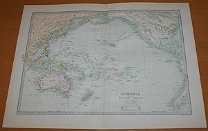 Seller image for Map of Oceania and the Pacific Ocean - Sheet 80 disbound from the 1890 'The Library Reference Atlas of the World' (including Australia, New Zealand, Hawaii, Philippines, Indonesia, etc.) for sale by Bailgate Books Ltd