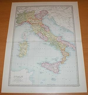 Map of Italy (with Sicily, Sardinia, Corsica and Malta) - Sheet 36 disbound from the 1890 'The Li...