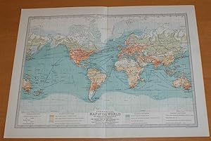 Commercial Map of The World - Sheet 7 disbound from the 1890 'The Library Reference Atlas of the ...