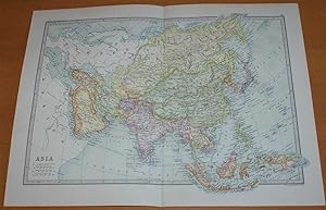 Seller image for Map of Asia - Sheet 41 disbound from the 1890 'The Library Reference Atlas of the World' with the Chinese, Turksish and Russian Empires, India, Persia, Arabia, Siam, Malaysia, Japan, etc. for sale by Bailgate Books Ltd