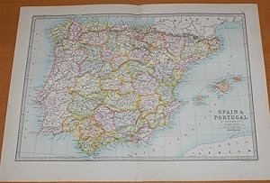 Map of Spain and Portugal (with the Balearic Islands and Andorra) - Sheet 37 disbound from the 18...
