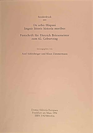 Bild des Verkufers fr Heinrich Bihler: Salvador Esprius Hinwendung zur bildenden Kunst, besonders dargestellt an der Gedichtfolge seiner "Aproximaci a l obra d alguns artistes" aus Per a la bona gent, 1984 Sonderdruck aus: De orbis Hispani linguis litteris historia moribus : Festschrift fr Dietrich Briesemeister zum 60. Geburtstag. / Bibliothecae Germanicae schedula bibliographica zum Verkauf von Logo Books Buch-Antiquariat