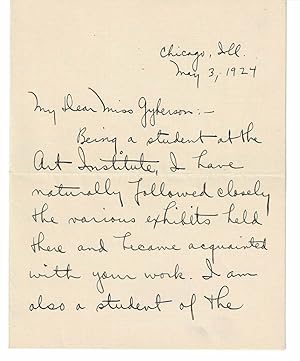 AUTOGRAPH NOTE SIGNED by the American Painter INDIANA GYBERSON diagonally penned at the end of a ...