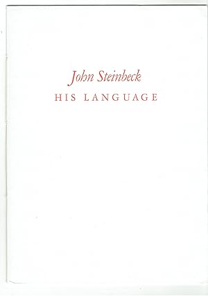 Seller image for John Steinbeck: His Language, an Introduction for sale by Eureka Books