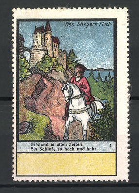 Bild des Verkufers fr Reklamemarke Ballade-Serie: Des Sngers Fluch, Bild 1, Prinz blickt zum Schloss zum Verkauf von Bartko-Reher