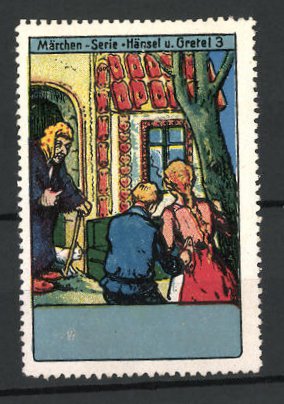 Bild des Verkufers fr Reklamemarke Mrchen-Serie: Hnsel und Gretel, Bild 3, vor dem Hexenhuschen zum Verkauf von Bartko-Reher