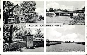 Bild des Verk�ufers f�r Ansichtskarte / Postkarte Bucksande Apen in Oldenburg Ammerland, Gasthof, Neue Br�cke, Ehrenmal zum Verkauf von akpool.de - akpool GmbH