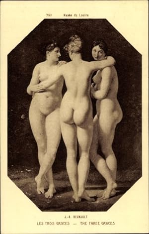 Bild des Verkufers fr Knstler Ansichtskarte / Postkarte Regnault, J. B., Les Trois Graces, drei nackte Frauen, Busen, Po zum Verkauf von akpool GmbH