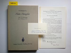 Freundesgabe für Hans Hengeler : Zum 70. Geburtstag am 1. Februar 1972 Hrsg. von Wolfgang Bernhar...