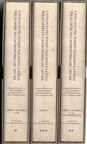 Immagine del venditore per Catalogo del fondo italiano e latino delle opere di gastronomia sec. XIV-XIX (3 volumi) venduto da Messinissa libri
