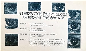 Imagen del vendedor de Intersection Poetry Series. [Poster Flyer.] a la venta por Granary Books