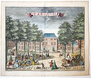 [Antique print, handcolored etching] 't KLEIN of STUKKEN BOTER HUIS / Boterhuis Grote Markt Den H...
