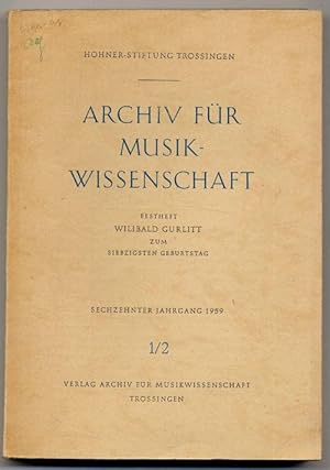 Imagen del vendedor de Archiv fr Musikwissenschaft. Festheft Wilibald Gurlitt zum siebzigsten Geburtstag. a la venta por Rainer Kurz - Antiquariat in Oberaudorf