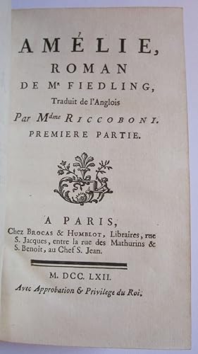 Am?lie, roman de Mr Fiedling [sic, corrected in titles of parts 2 and 3], Traduit de l'Anglois Pa...