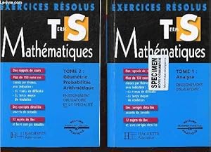 Image du vendeur pour Mathmatiques Term S exercices rsolus - En deux tomes - Tomes 1 + 2 - Tome 1 : Analyse - Tome 2 : Gomtrie probabilits arithmtique. mis en vente par Le-Livre