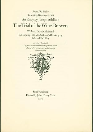 Immagine del venditore per The Trial of the Wine-Brewers (prospectus) venduto da Eureka Books