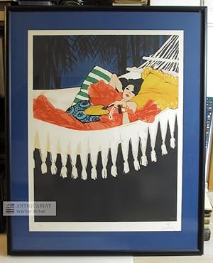 Dioressence - Lithographie - signiert und limitiert - Woman in a hammock - Frau in einer Hängemat...