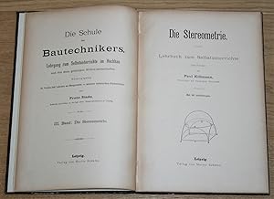 Bild des Verkufers fr Die Stereometrie. Lehrbuch zum Selbstunterricht. [Die Schule des Bautechnikers, Lehrgang zum Selbstunterricht im Hochbau, Band III.). zum Verkauf von Antiquariat Gallenberger